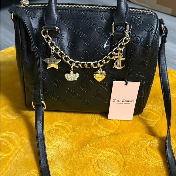 Juicy Couture Black Satchel with Gold Charm Chain - Picture 11 of 15